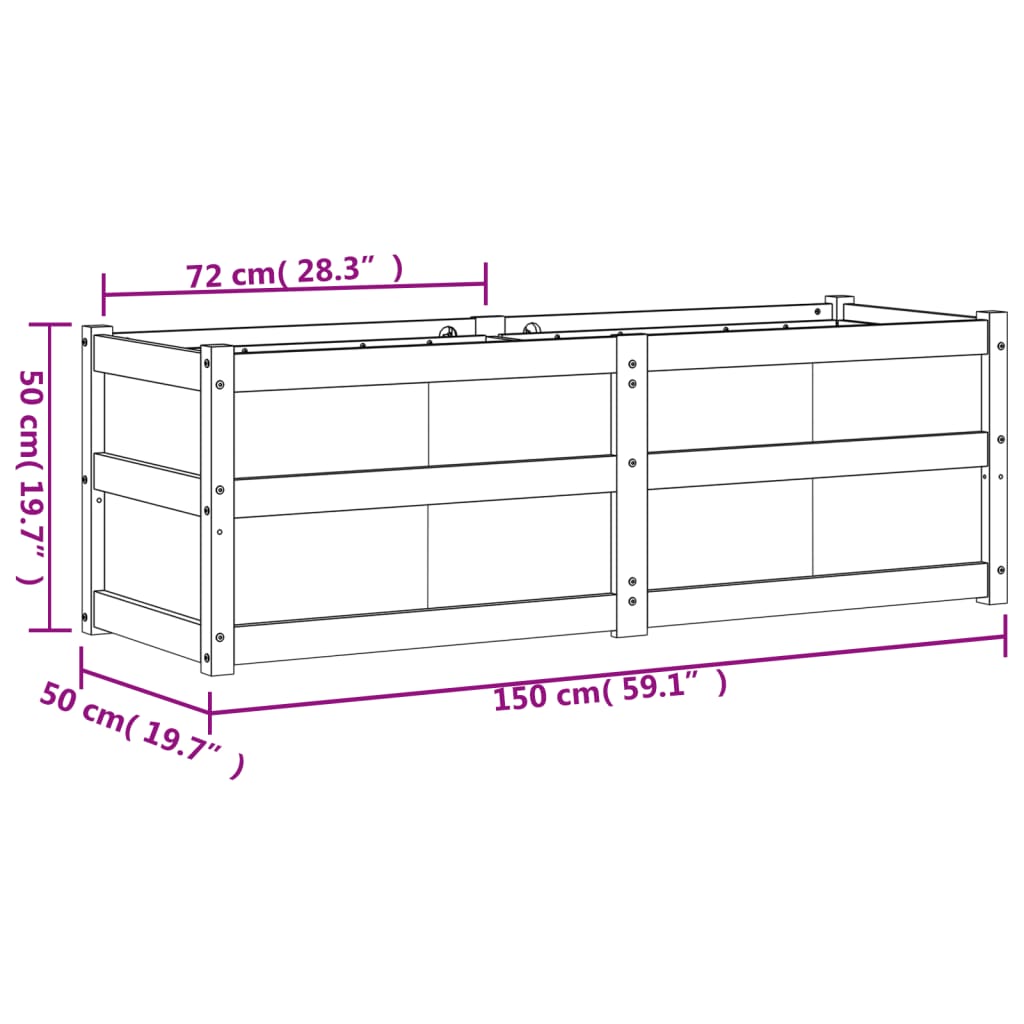 vidaXL Vaso/floreira de jardim 150x50x50cm madeira pinho maciça branco