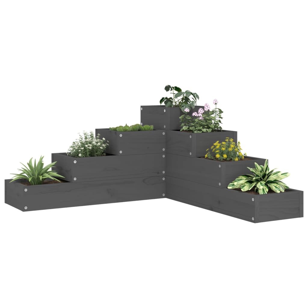 vidaXL Floreira de jardim c/ 4 níveis 80,5x79x36cm pinho maciço cinza