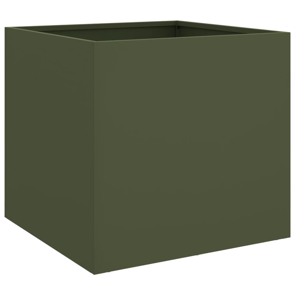 vidaXL Vaso/floreira 2 pcs 42x40x39cm aço lamin. a frio verde-azeitona