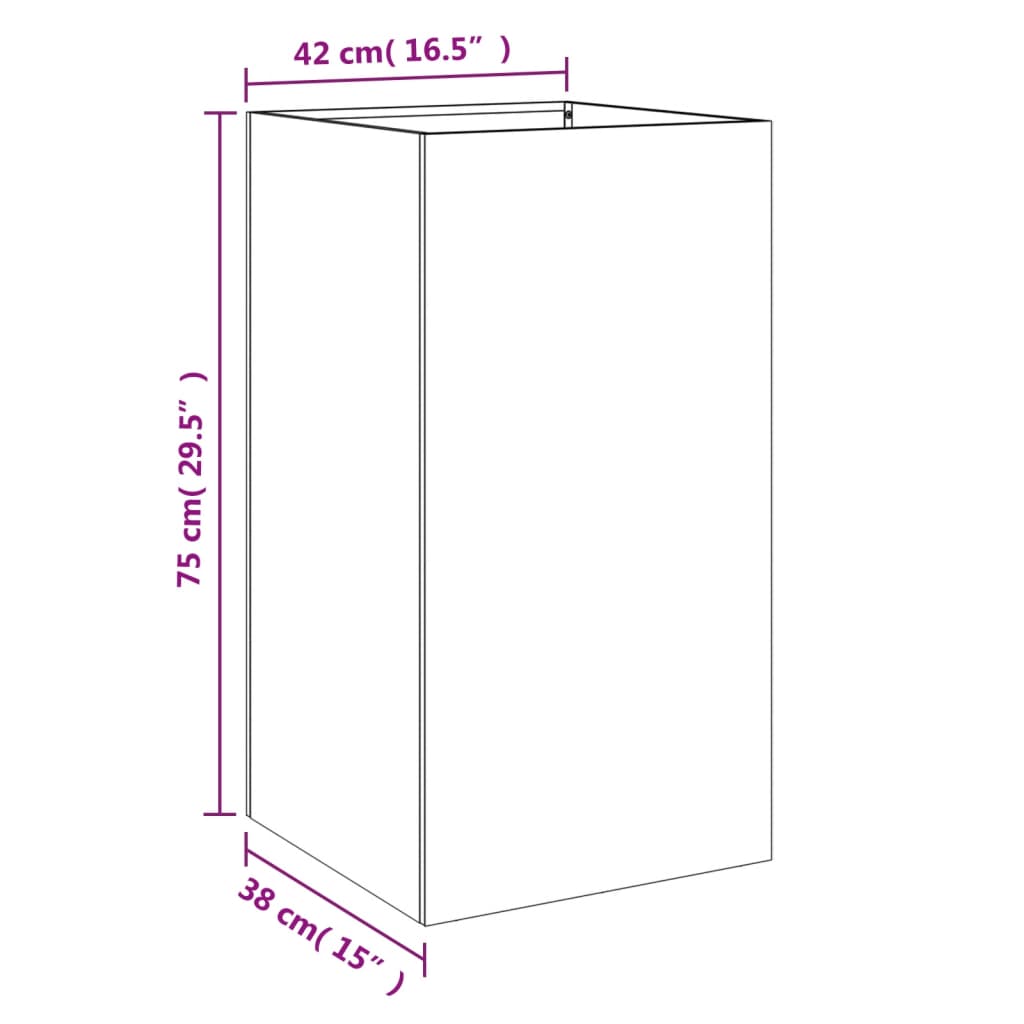 vidaXL Vaso/floreira 42x38x75 cm aço laminado a frio preto