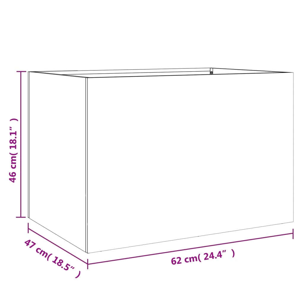 vidaXL Vaso/floreira 62x47x46 cm aço galvanizado prateado