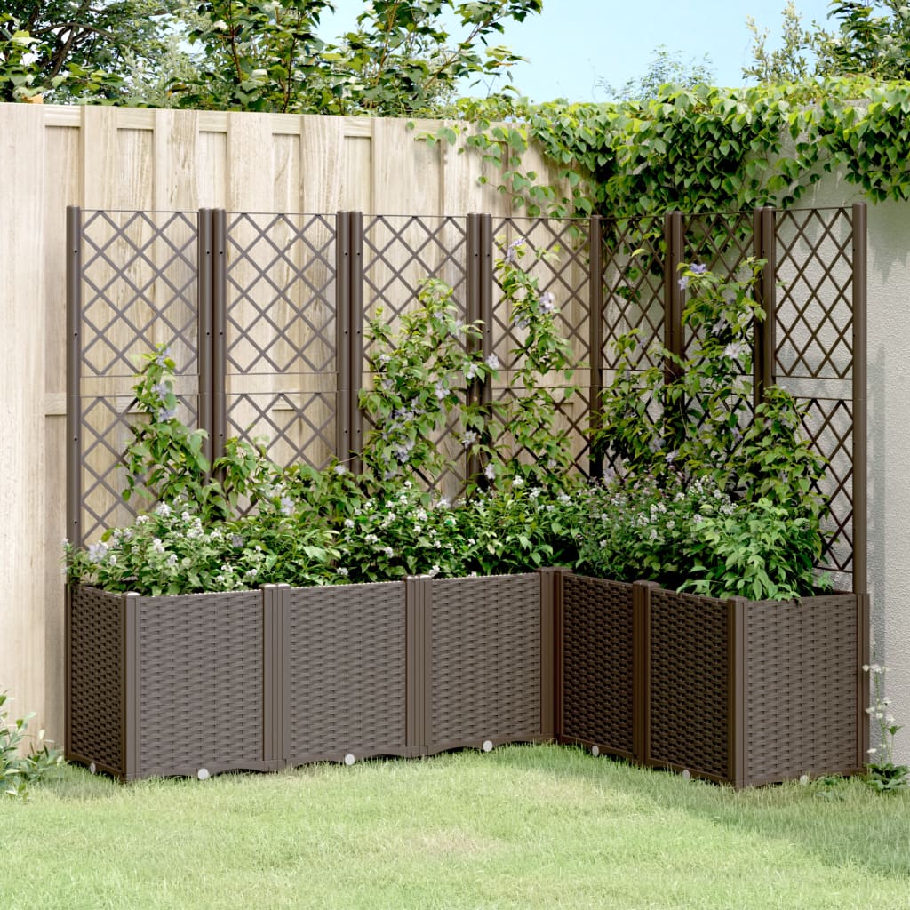 vidaXL Vaso/floreira de jardim c/ treliça 160x120x140 cm PP castanho