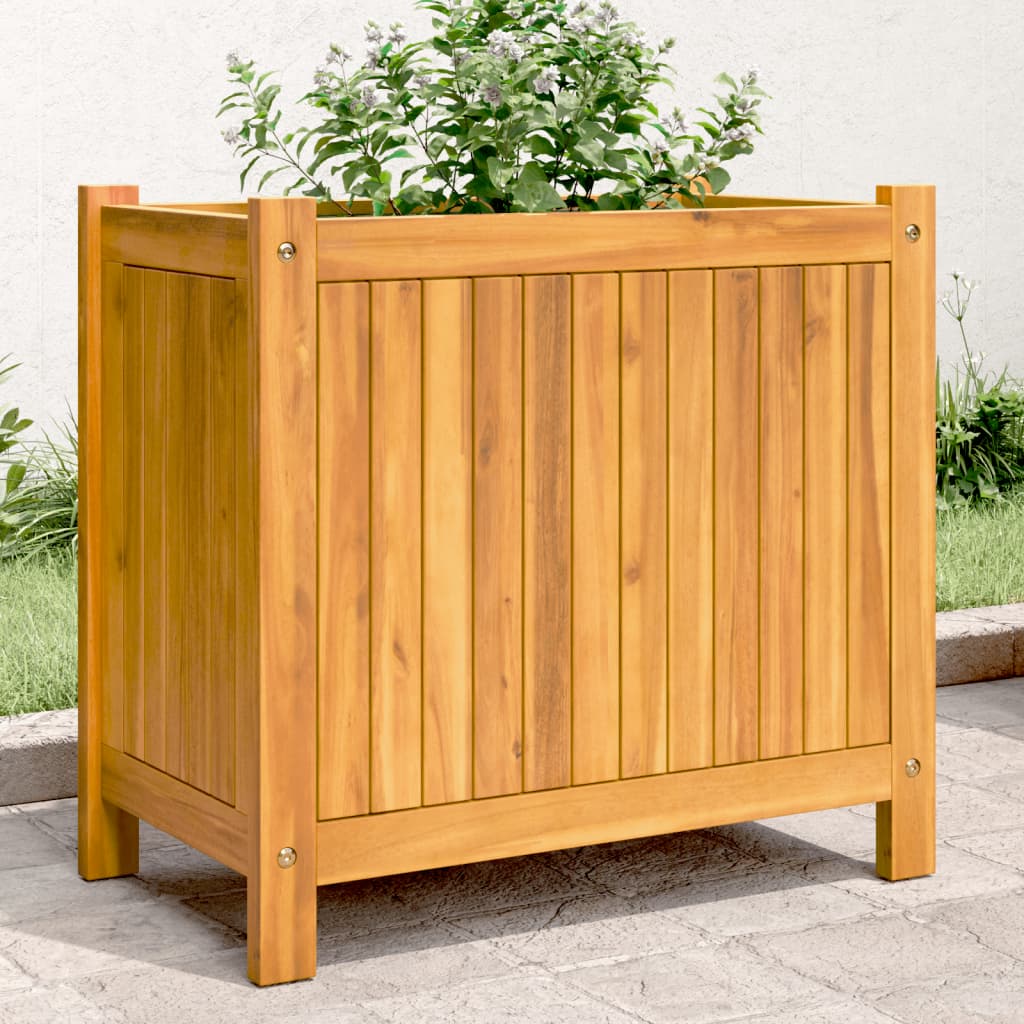 vidaXL Vaso/floreira de jardim com forro 54x31x50 cm acácia maciça