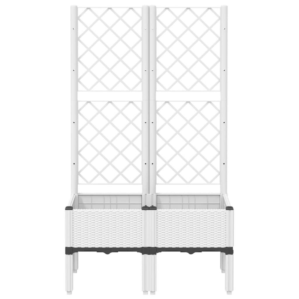 vidaXL Vaso/floreira de jardim c/ treliça 80x40x142 cm PP branco