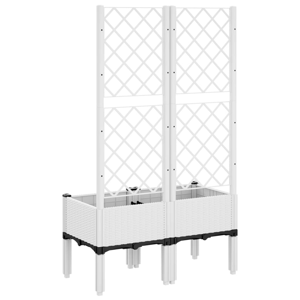 vidaXL Vaso/floreira de jardim c/ treliça 80x40x142 cm PP branco