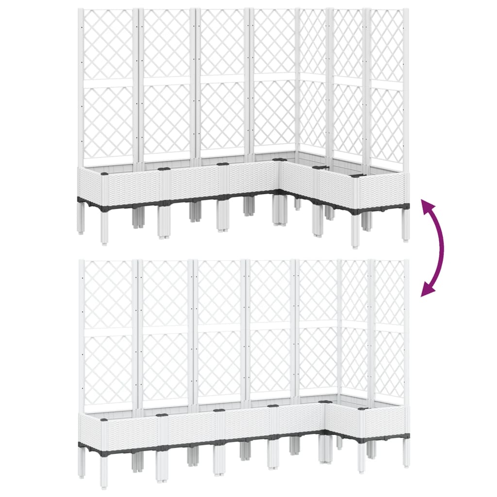 vidaXL Vaso/floreira de jardim c/ treliça 160x120x142 cm PP branco