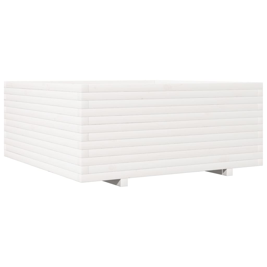 vidaXL Vaso/floreira de jardim 110x110x49,5 cm pinho maciço branco