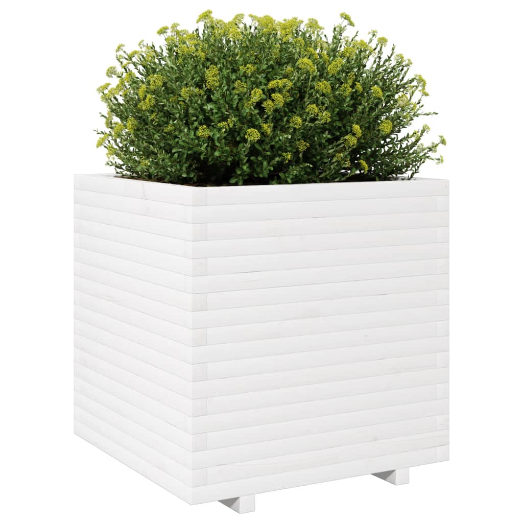 vidaXL Vaso/floreira de jardim 70x70x72,5 cm pinho maciço branco