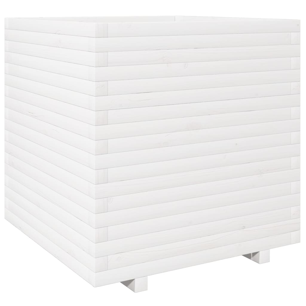 vidaXL Vaso/floreira de jardim 70x70x72,5 cm pinho maciço branco