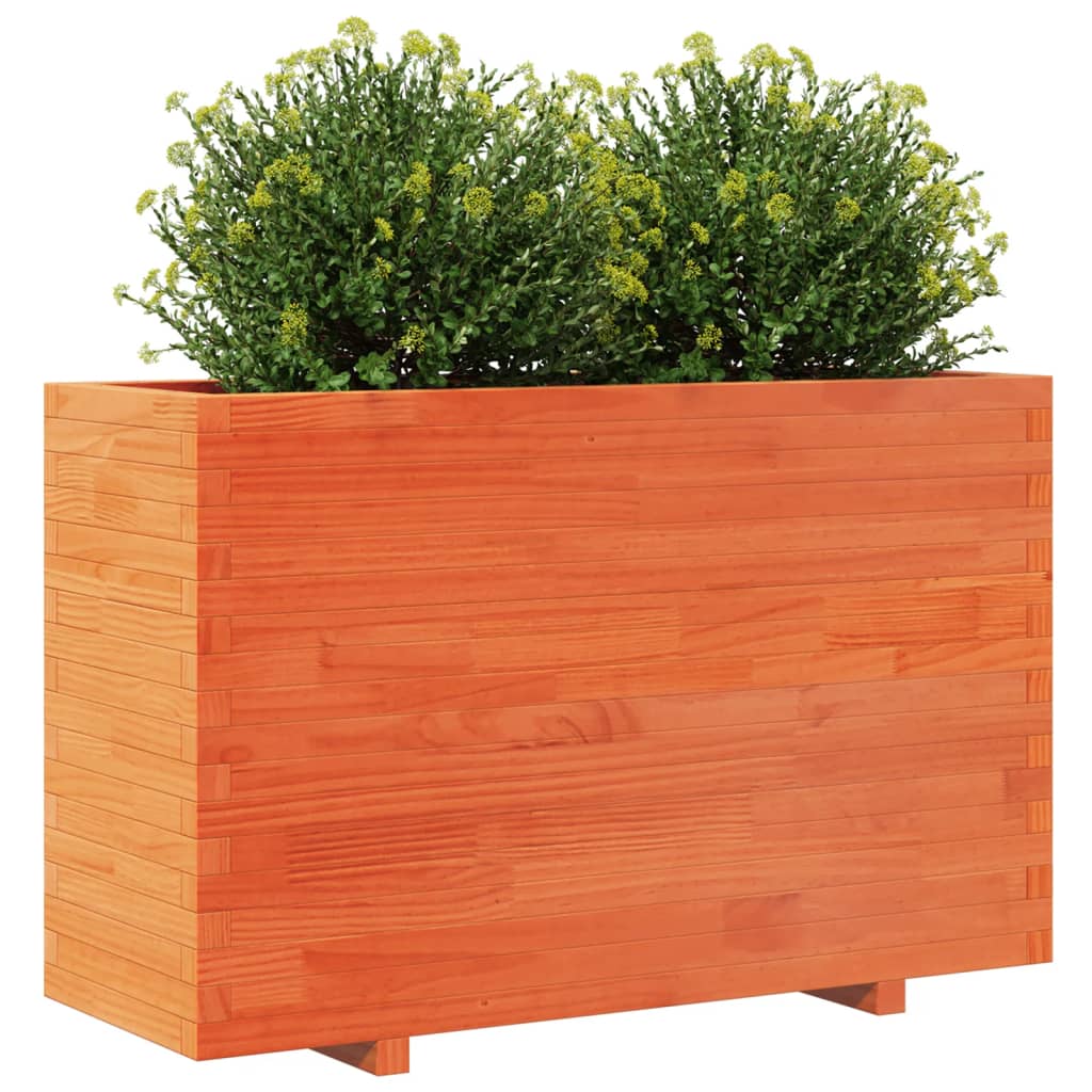 vidaXL Vaso/floreira de jardim 110x40x72,5cm pinho maciço castanho mel