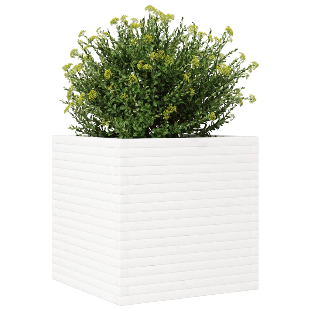 vidaXL Vaso/floreira de jardim 70x70x68,5 cm pinho maciço branco