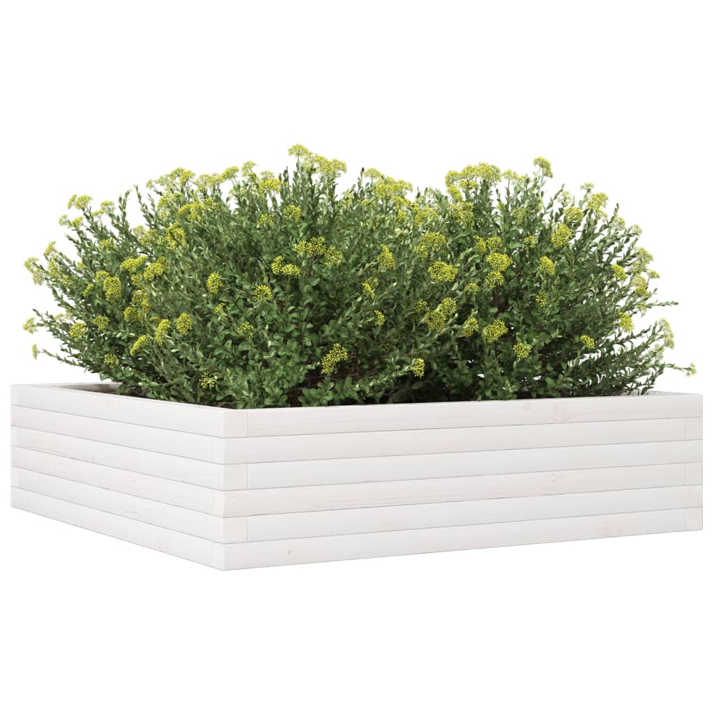 vidaXL Vaso/floreira de jardim 90x90x23 cm madeira pinho maciça branco