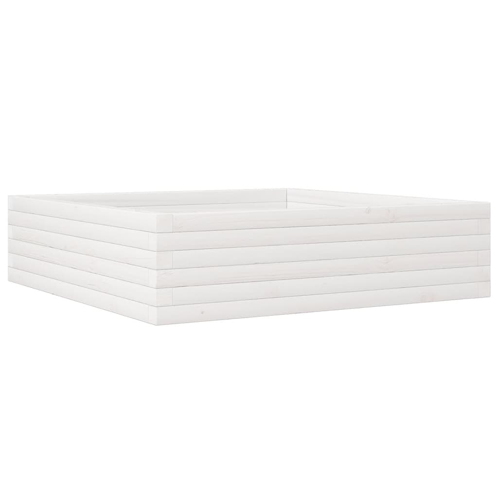 vidaXL Vaso/floreira de jardim 90x90x23 cm madeira pinho maciça branco