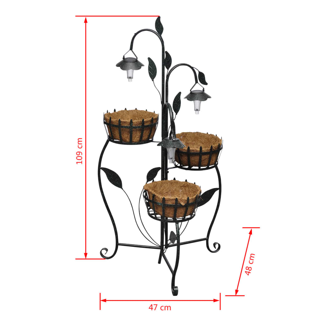 Cesta de planta com LED solar