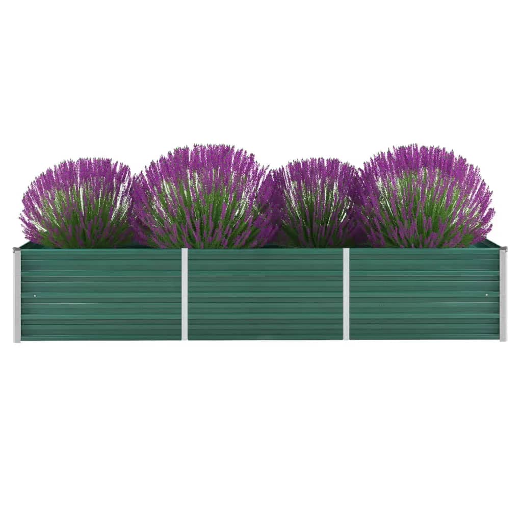 vidaXL Canteiro elevado de jardim aço galvanizado 240x80x45 cm verde