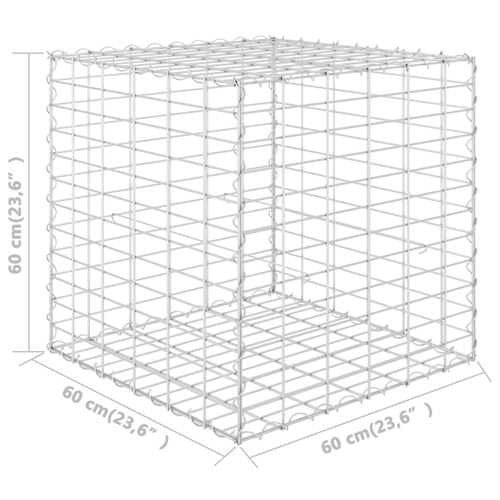 vidaXL Canteiro elevado/cubo gabião 60x60x60 cm fio de aço