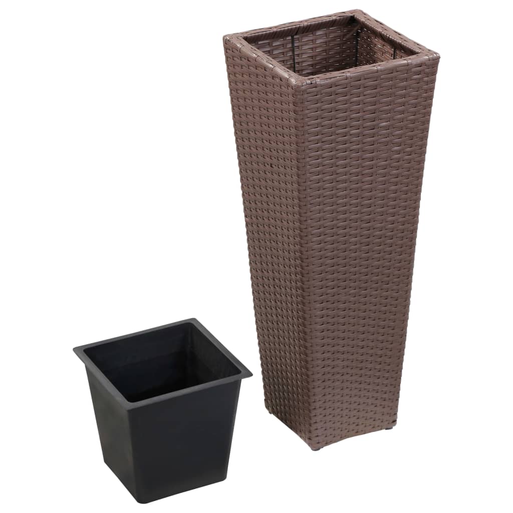 vidaXL Vaso/floreira de jardim 30x30x80 cm vime PE castanho