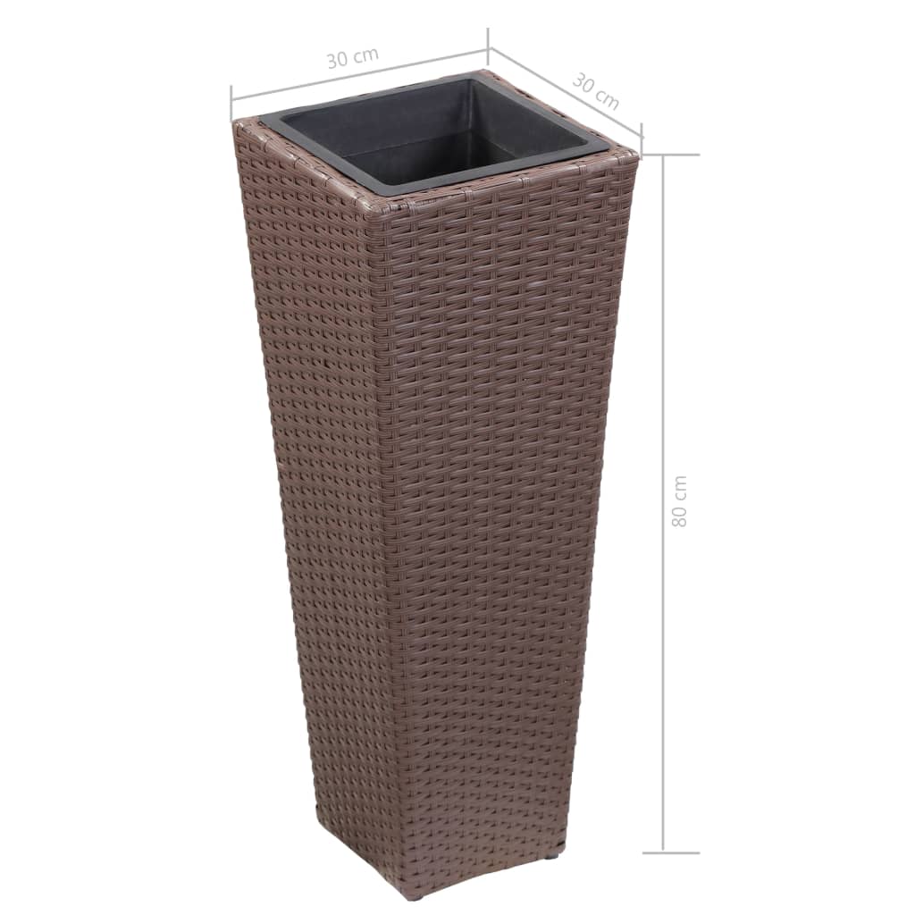 vidaXL Vaso/floreira de jardim 30x30x80 cm vime PE castanho