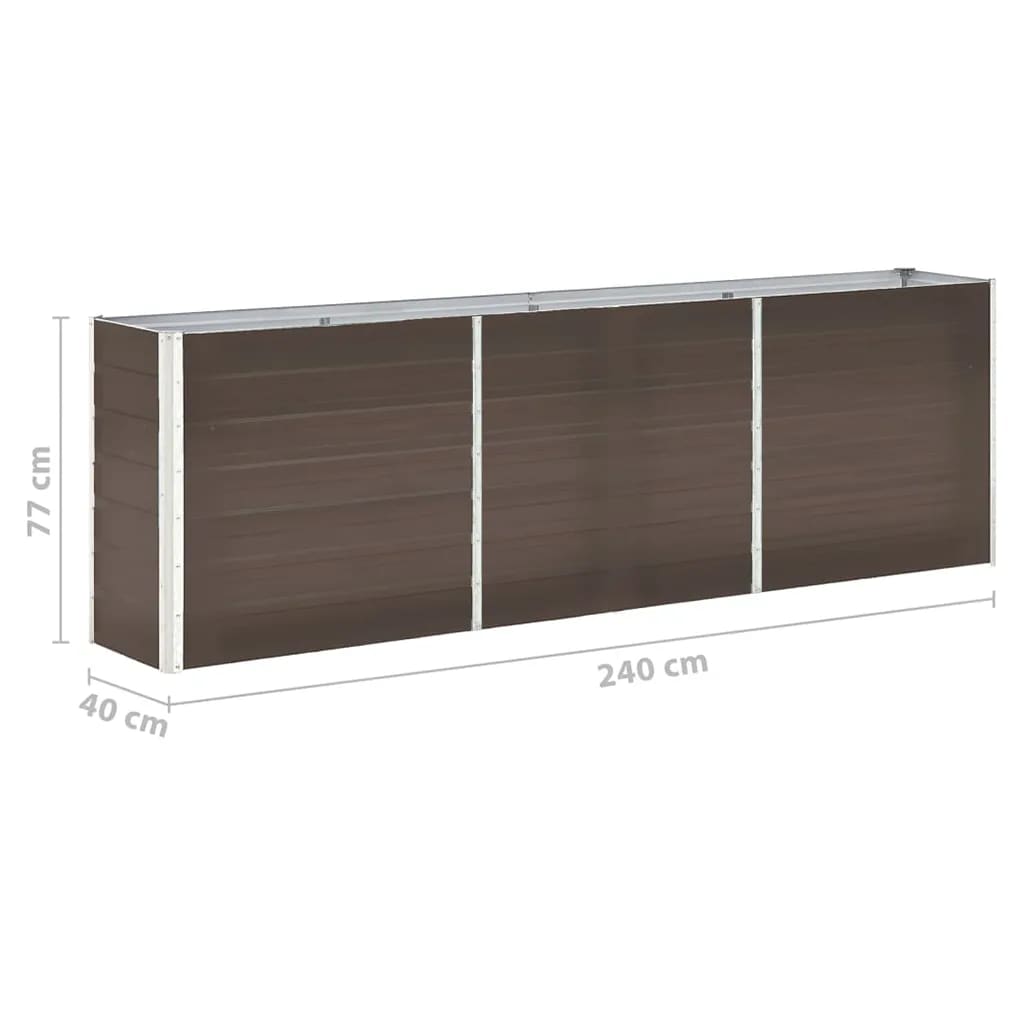 vidaXL Canteiro elevado de jardim aço galvanizado 240x40x77cm castanho