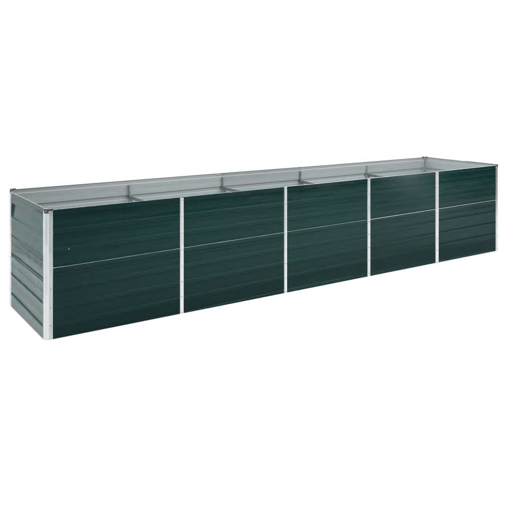 vidaXL Canteiro elevado de jardim 400x80x77cm aço galvanizado verde