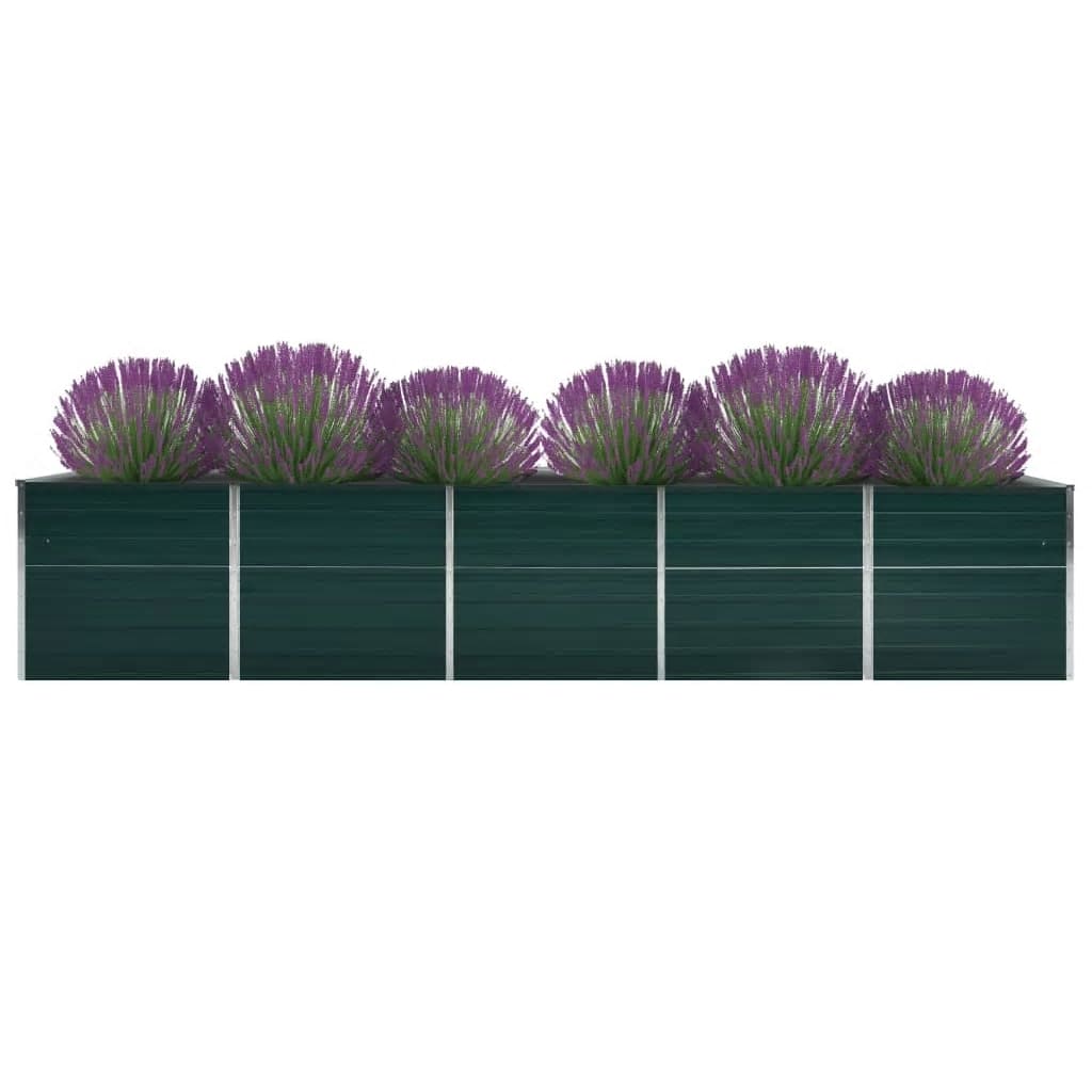 vidaXL Canteiro elevado de jardim 400x80x77cm aço galvanizado verde