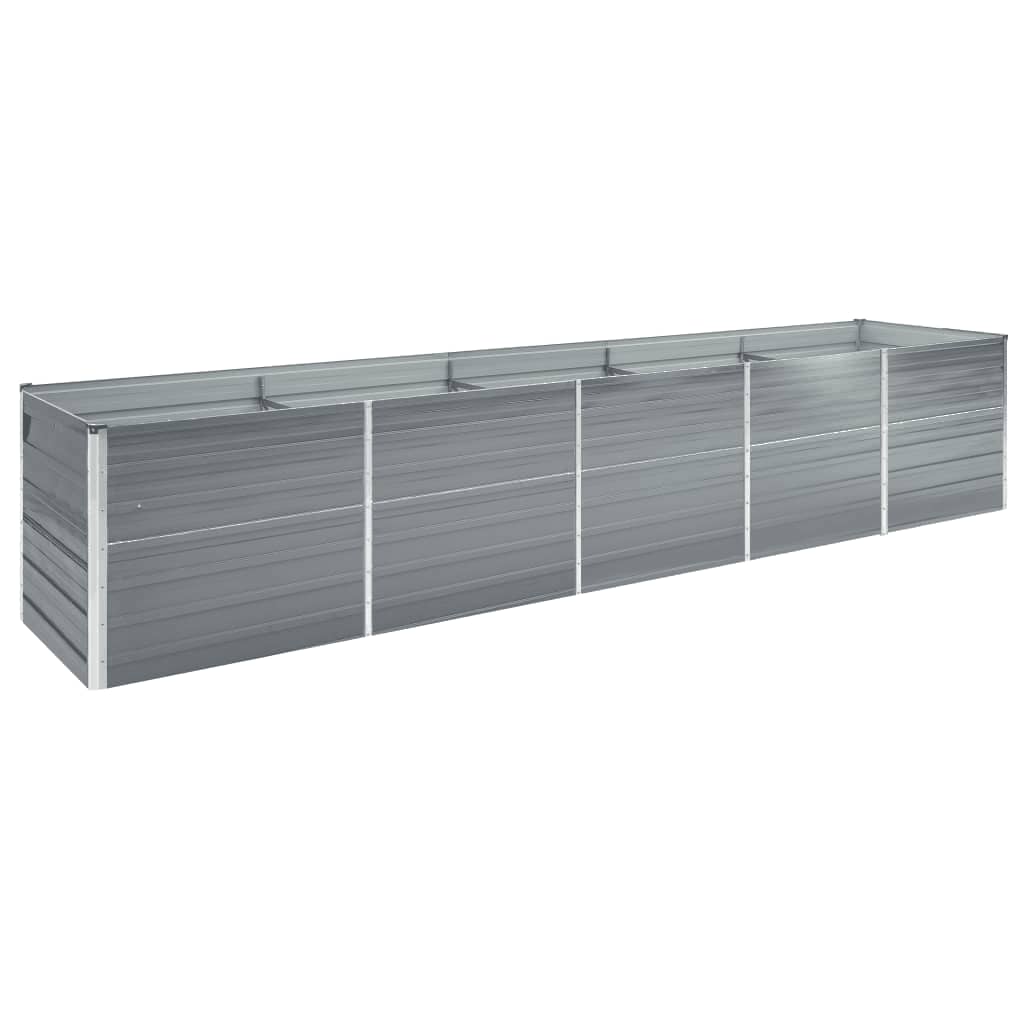 vidaXL Canteiro elevado jardim aço galvanizado 400x80x45 cm cinzento