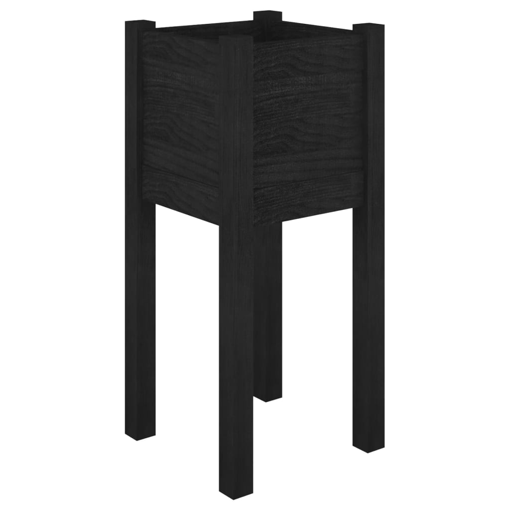 vidaXL Vasos/floreiras de jardim 2 pcs 31x31x70 cm pinho maciço preto