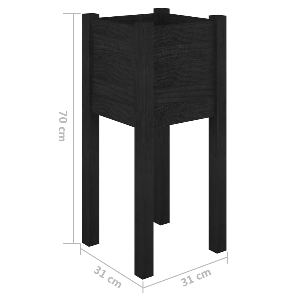 vidaXL Vasos/floreiras de jardim 2 pcs 31x31x70 cm pinho maciço preto