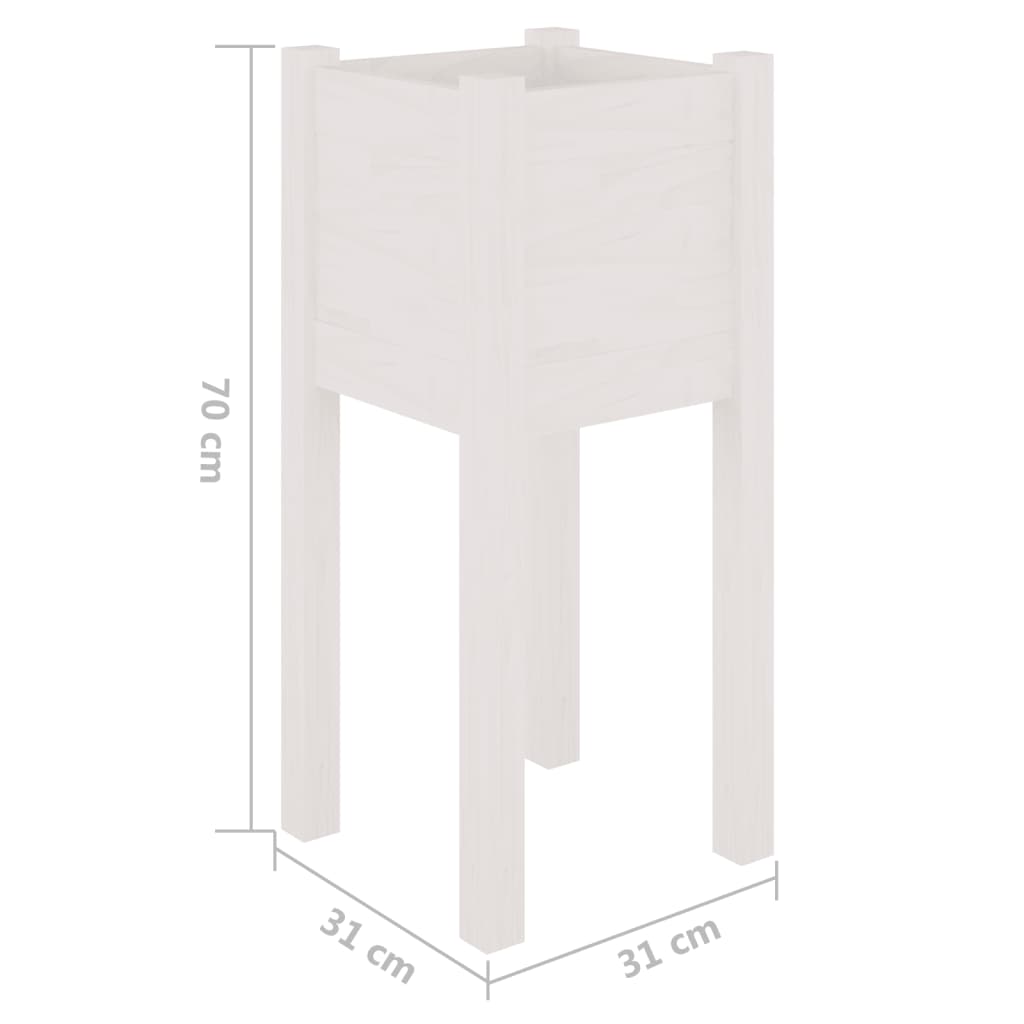 vidaXL Vaso/floreira de jardim 31x31x70 cm pinho maciço branco