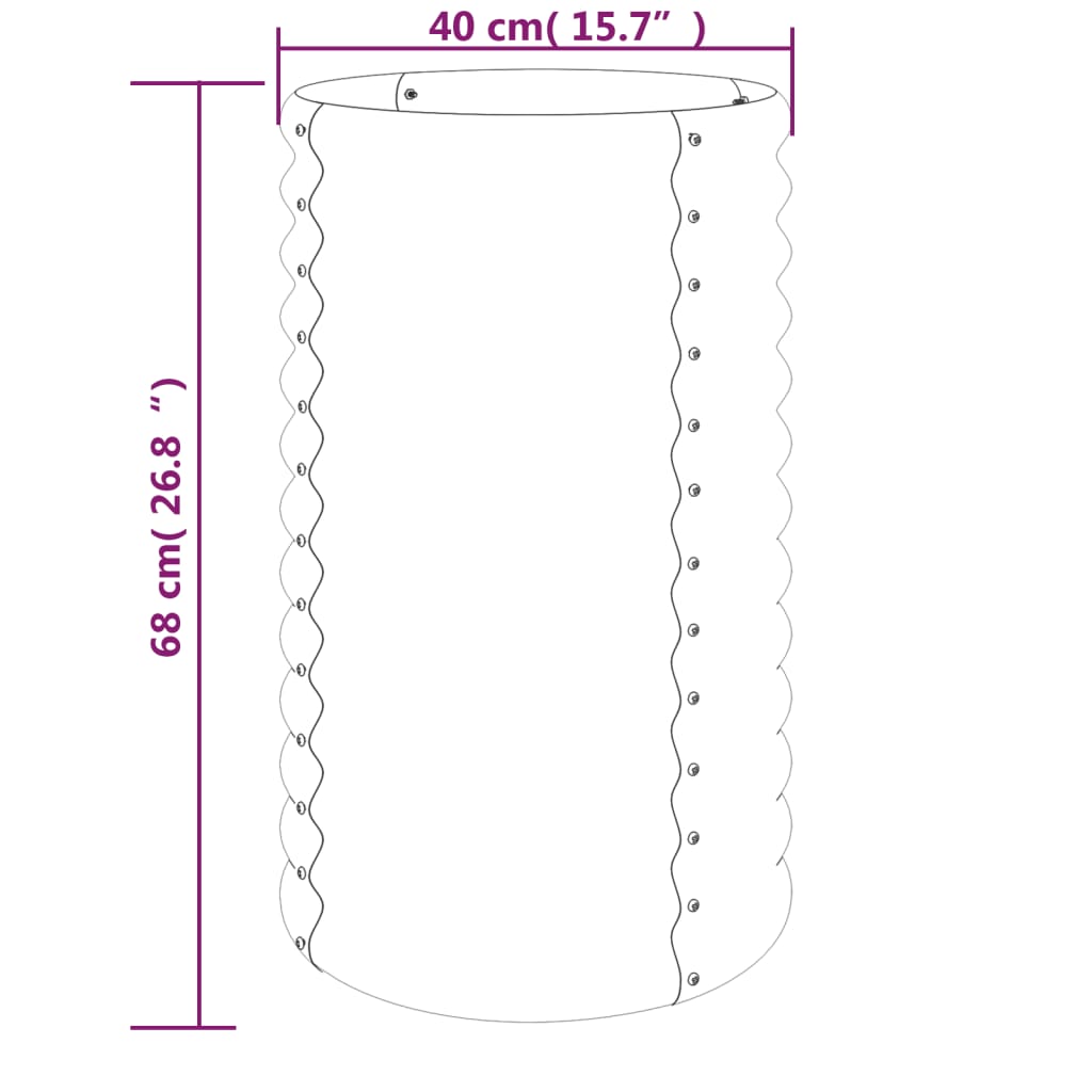 vidaXL Vaso/floreira de jardim aço revestido a pó 40x40x68cm antracite