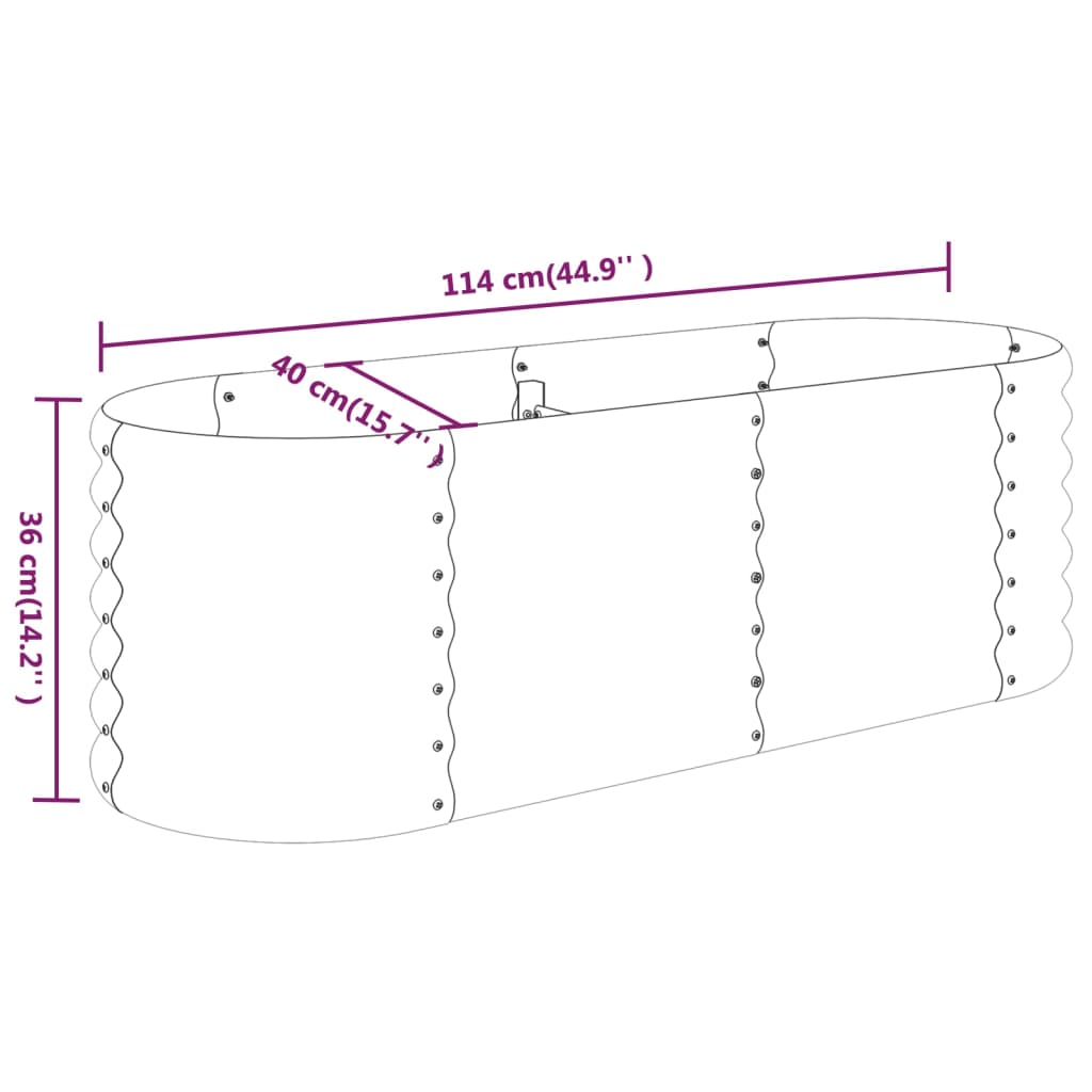 vidaXL Canteiro elevado jardim 114x40x36 aço revestido a pó antracite