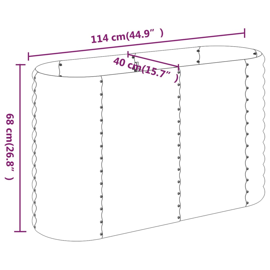 vidaXL Canteiro elevado jardim 114x40x68 aço revestido a pó antracite