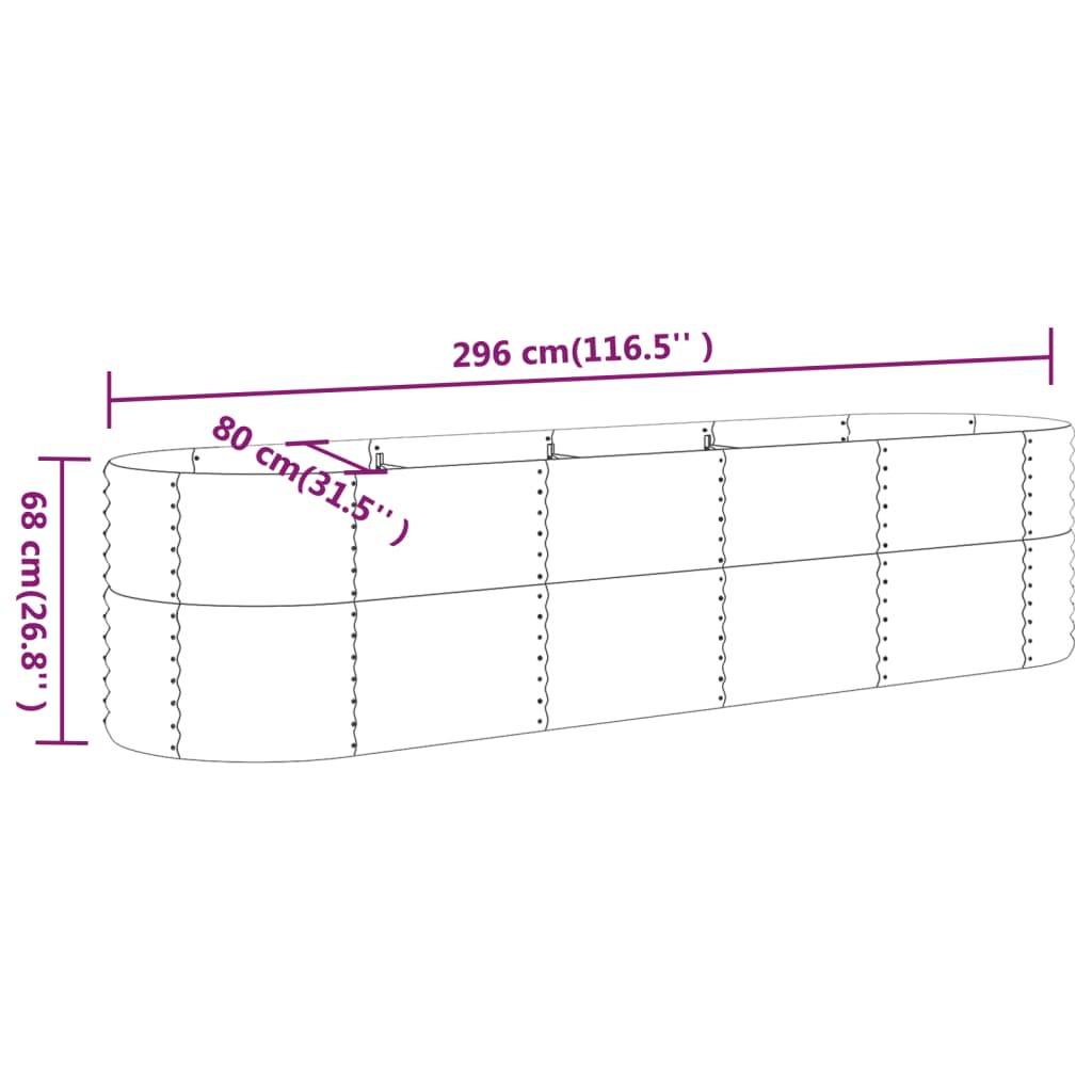 vidaXL Canteiro elevado jardim 296x80x68 aço revestido a pó antracite