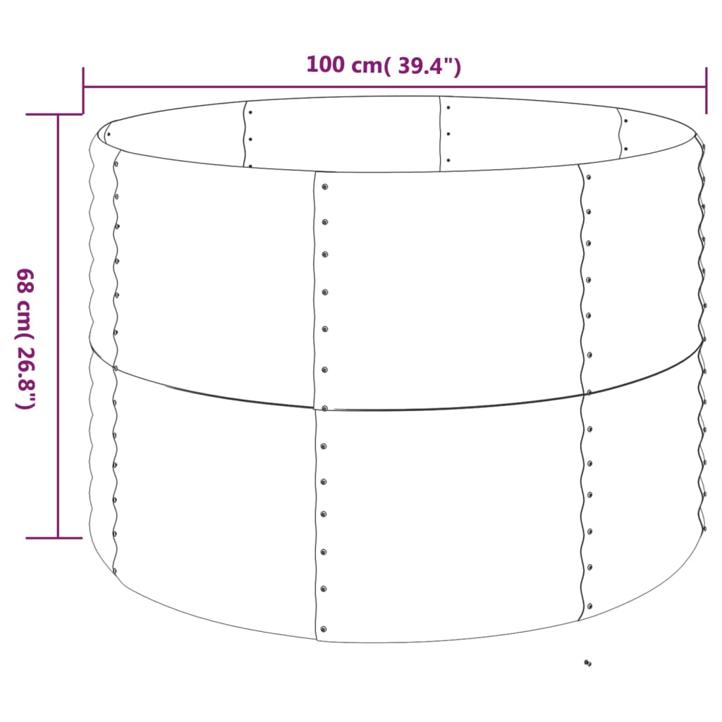 vidaXL Canteiro elevado jardim 100x100x68 aço revestido a pó castanho