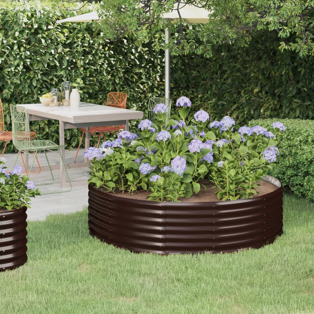 vidaXL Canteiro elevado jardim 140x140x36 aço revestido a pó castanho