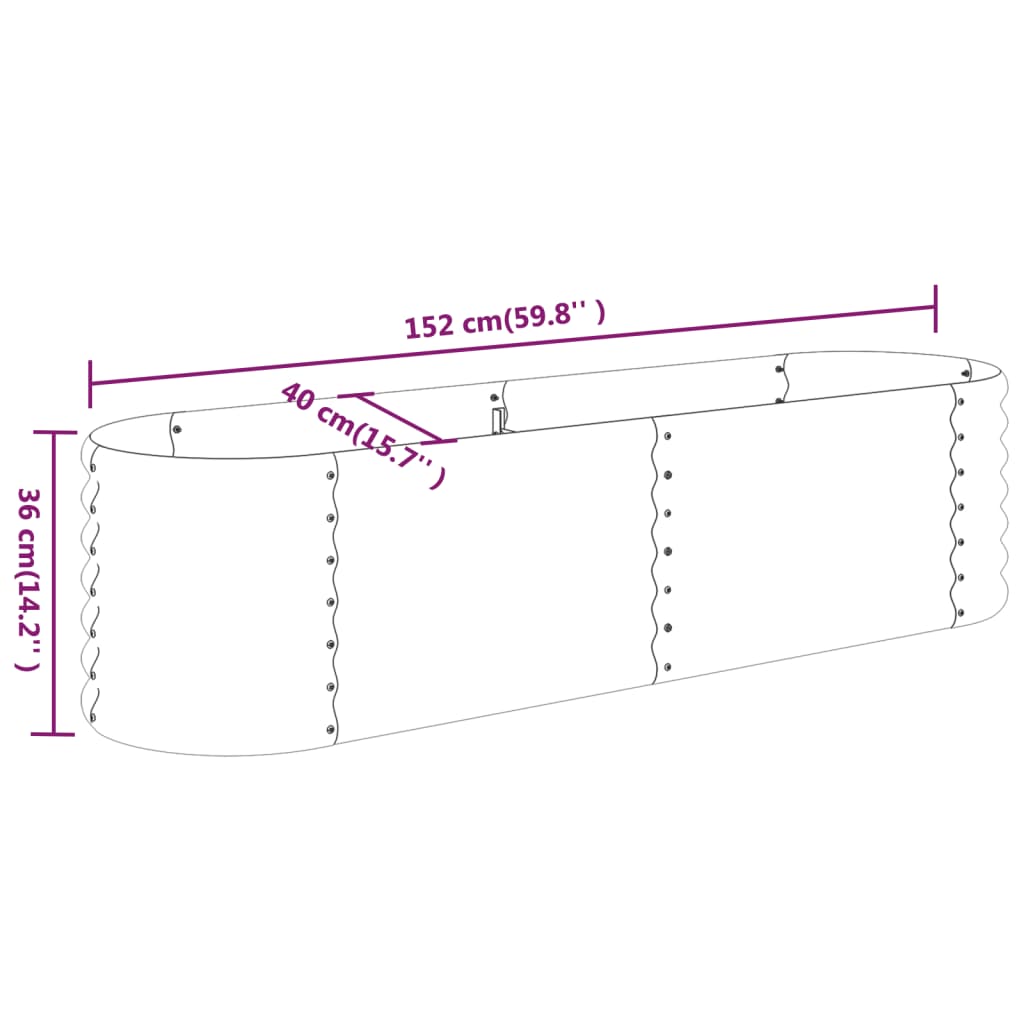 vidaXL Canteiro elevado jardim 152x40x36cm aço revestido a pó castanho