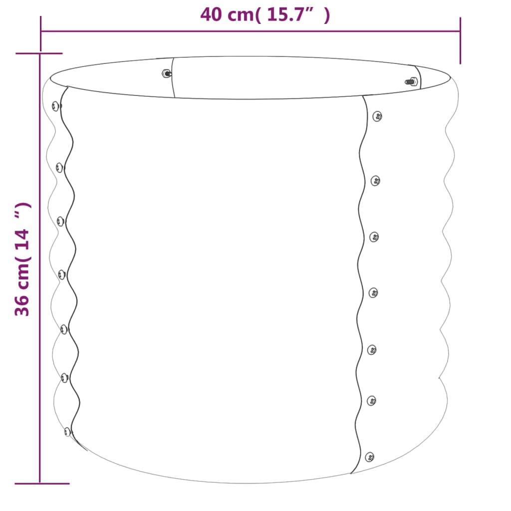 vidaXL Vaso/floreira de jardim aço revestido a pó 40x40x36 cm prateado