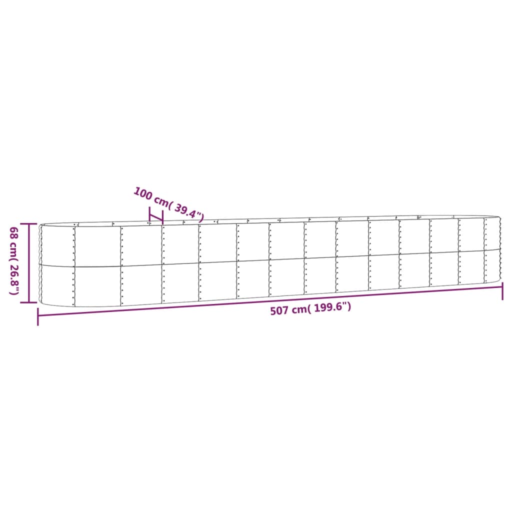 vidaXL Canteiro elevado jardim 507x100x68 aço revestido a pó antracite