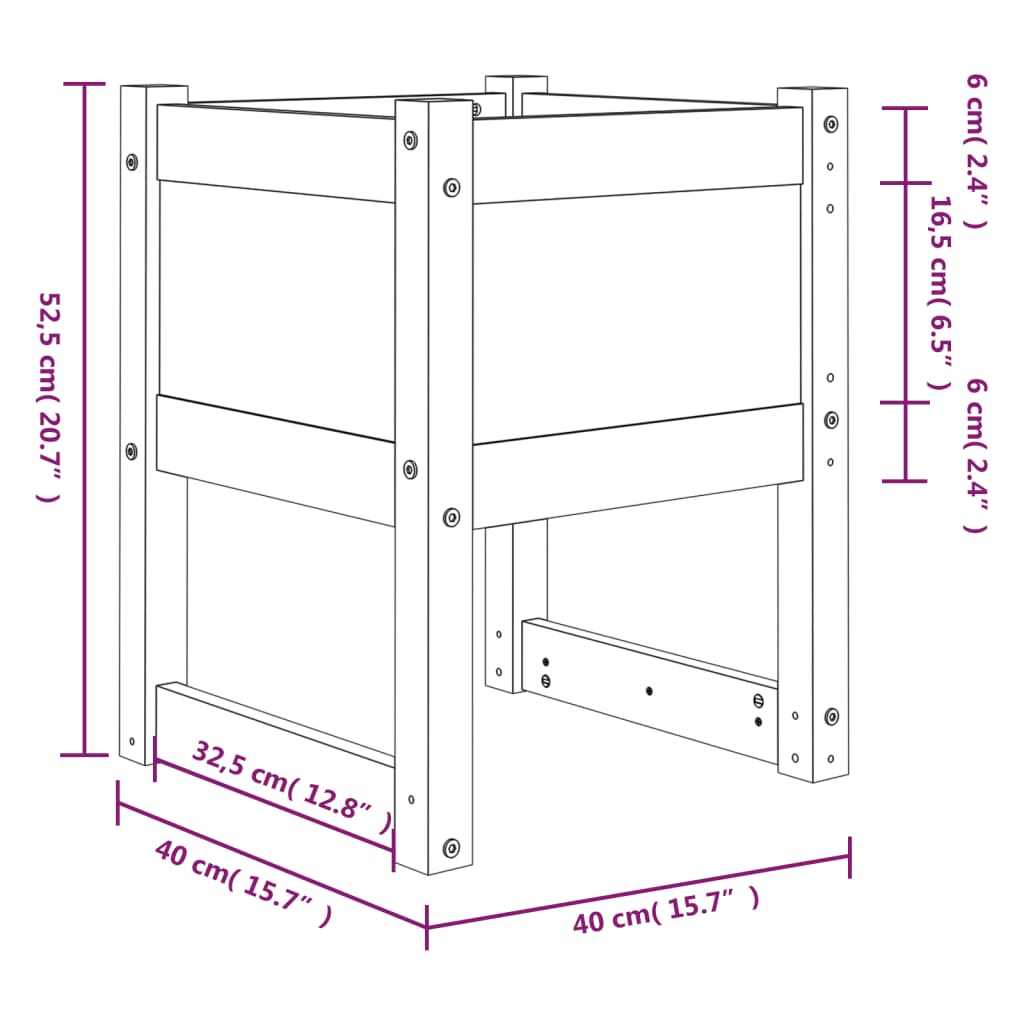 vidaXL Vaso/floreira 40x40x52,5 cm pinho maciço cinzento