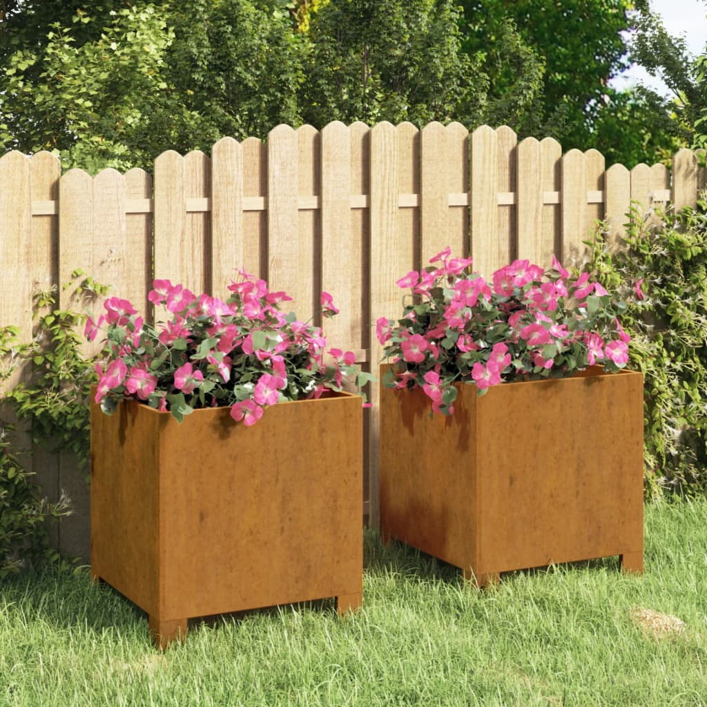 vidaXL Vasos/floreiras c/ pernas 2 pcs 32x30x33 aço corten enferrujado