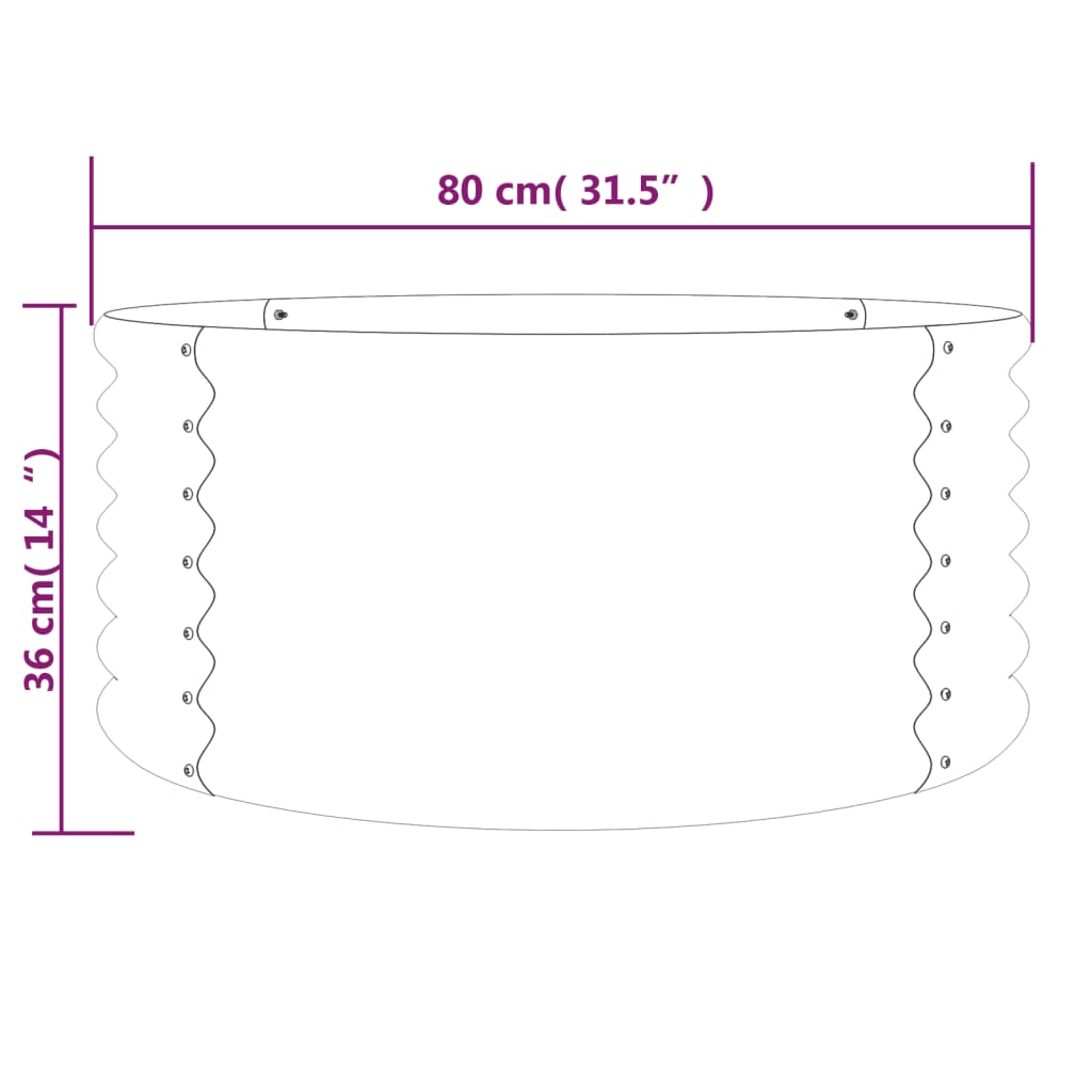 vidaXL Vaso/floreira de jardim aço revestido a pó 80x80x36 cm verde