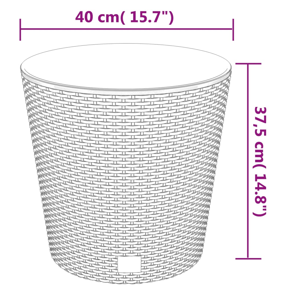 vidaXL Vaso com interior removível 35 / 37,5 L vime PP antracite