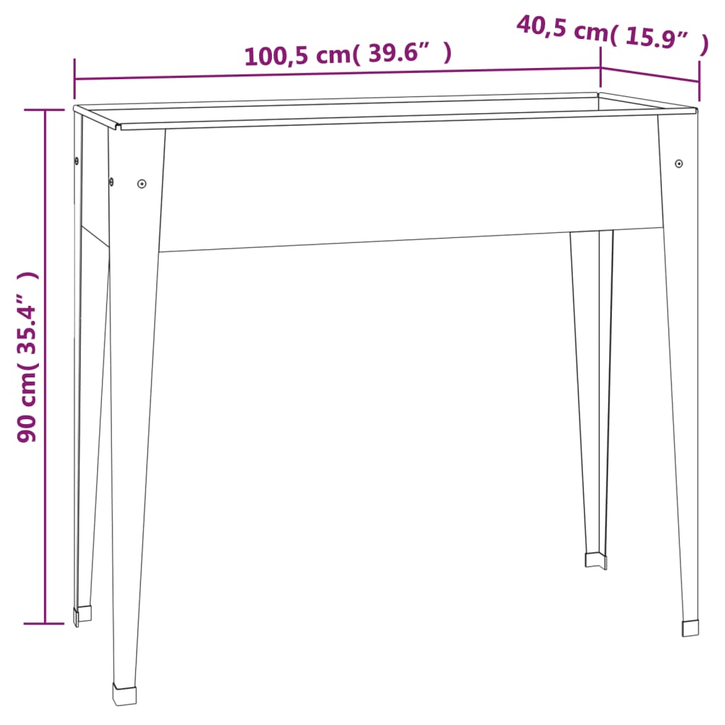 vidaXL Vaso/floreira de jardim 100,5x40,5x90 cm aço galvanizado