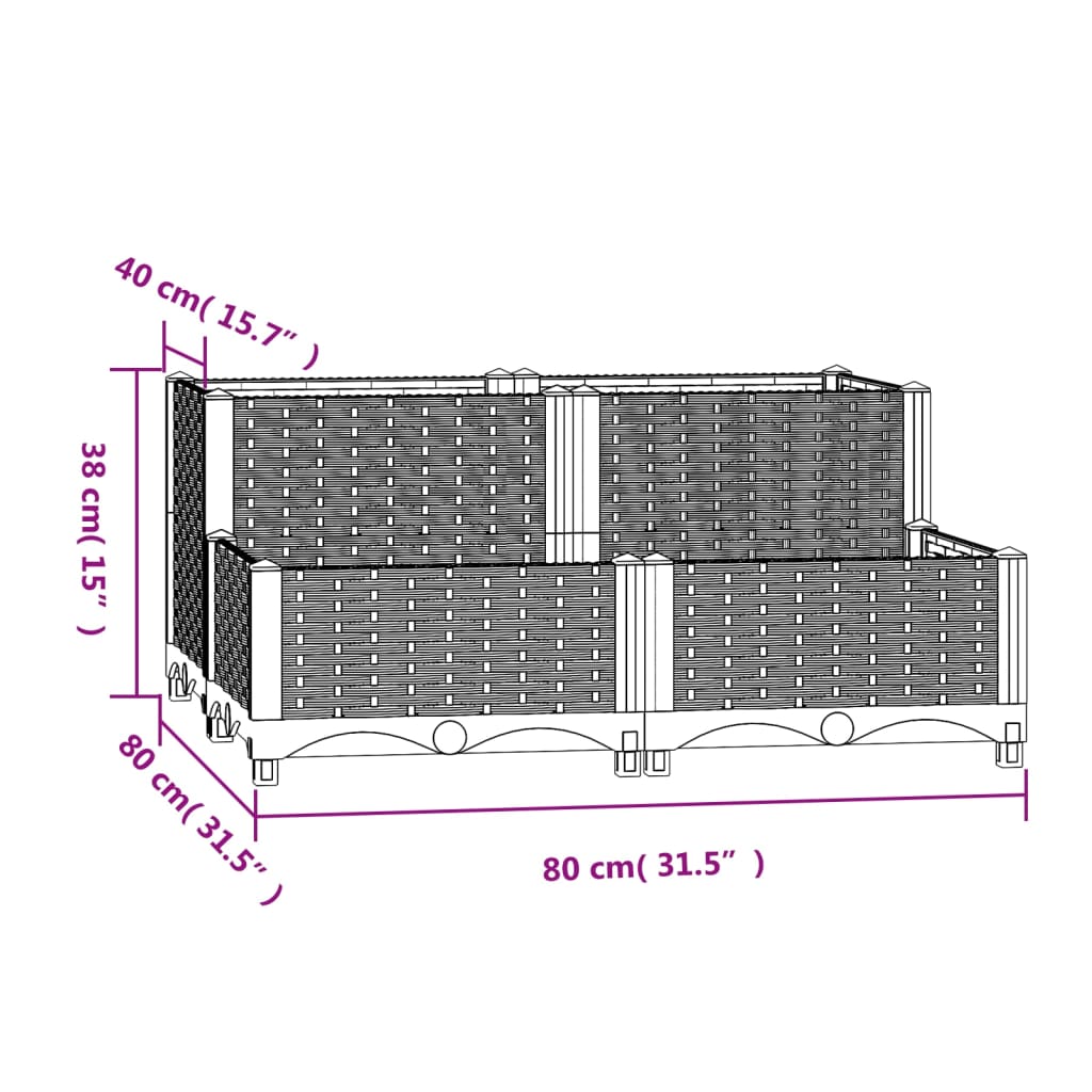 vidaXL Canteiro elevado 80x80x38 cm polipropileno