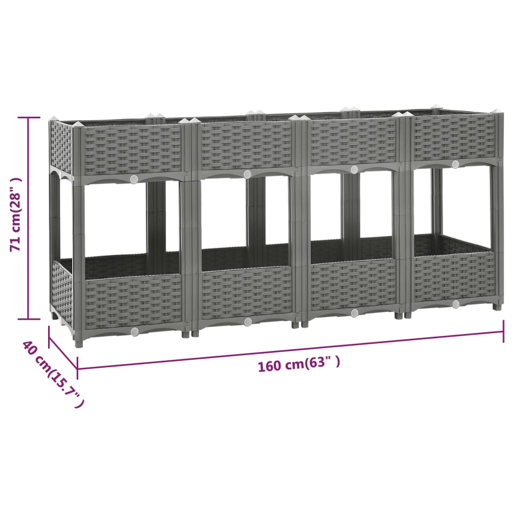 vidaXL Canteiro elevado 160x40x71 cm polipropileno