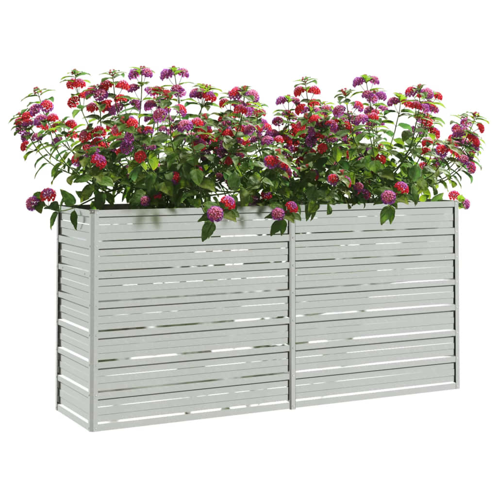 vidaXL Canteiro elevado de jardim 160x40x77cm aço galvanizado prateado