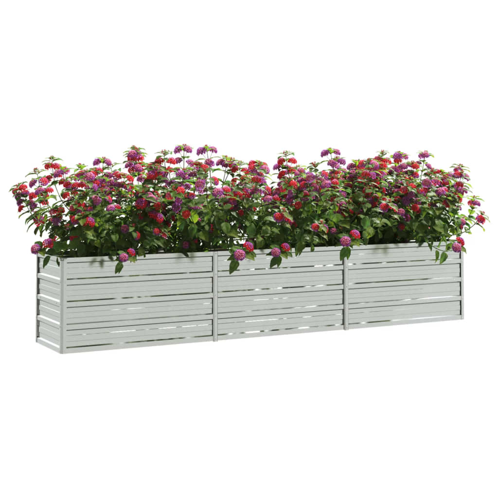 vidaXL Canteiro elevado de jardim 240x40x45cm aço galvanizado prateado