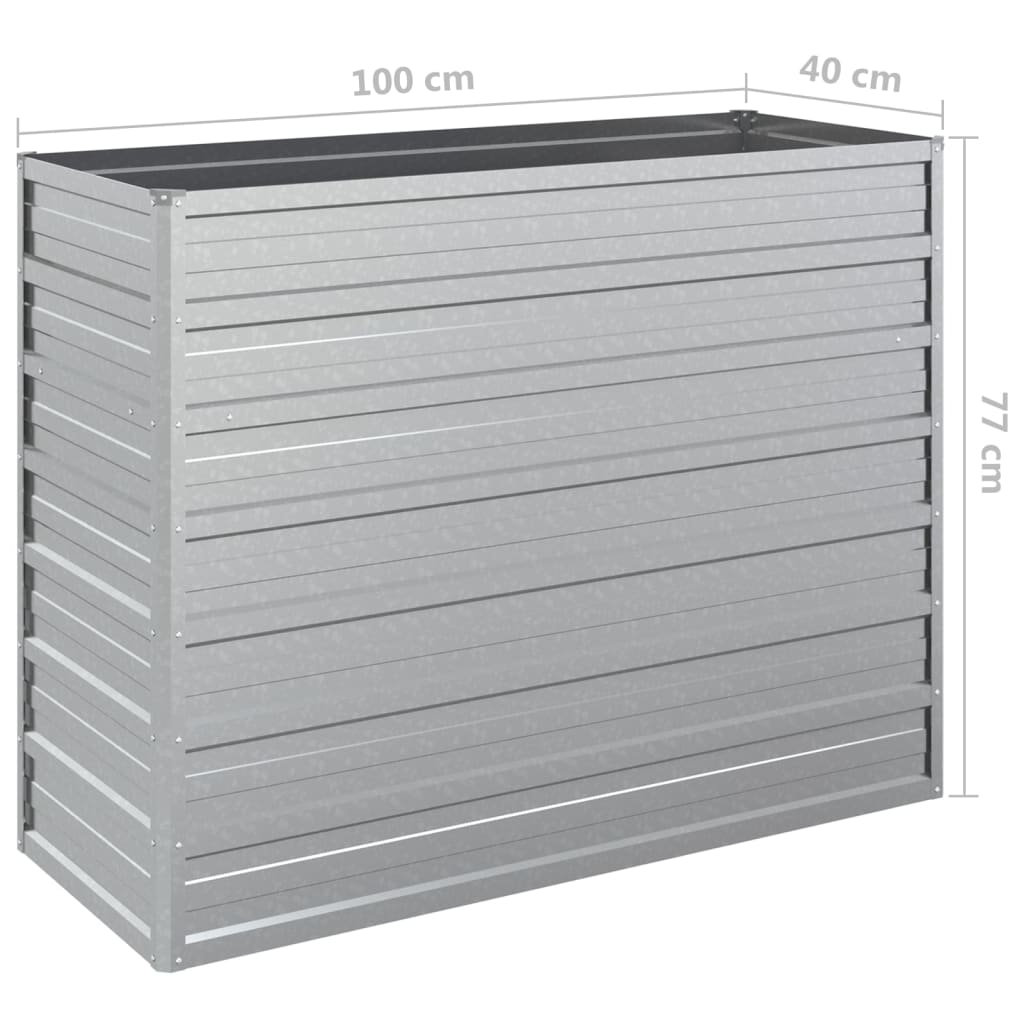 vidaXL Canteiro elevado de jardim 100x40x77cm aço galvanizado prateado