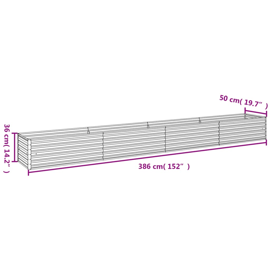 vidaXL Canteiro elevado de jardim 386x50x36 cm aço corten