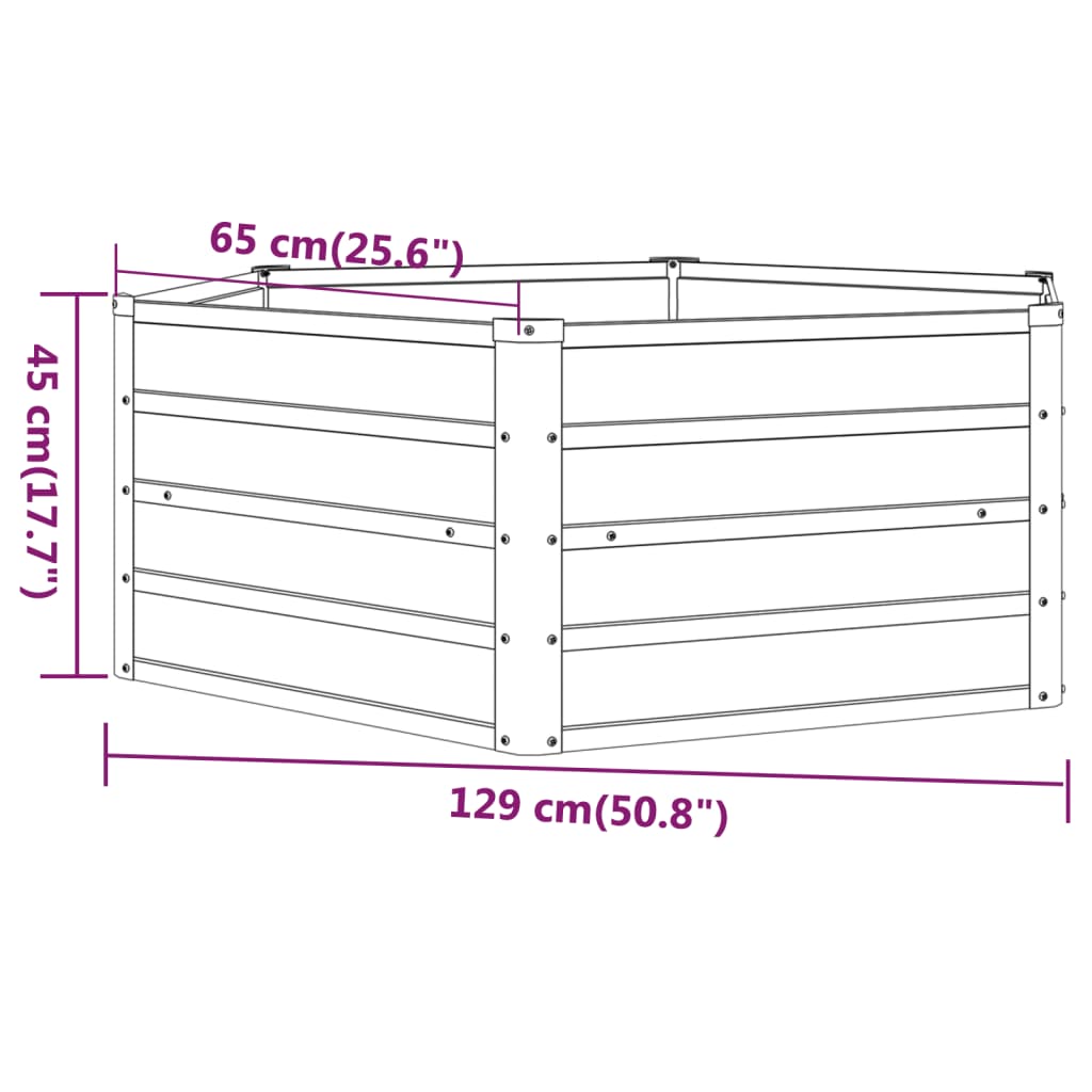 vidaXL Canteiro de jardim 129x129x45 cm aço corten cor enferrujado